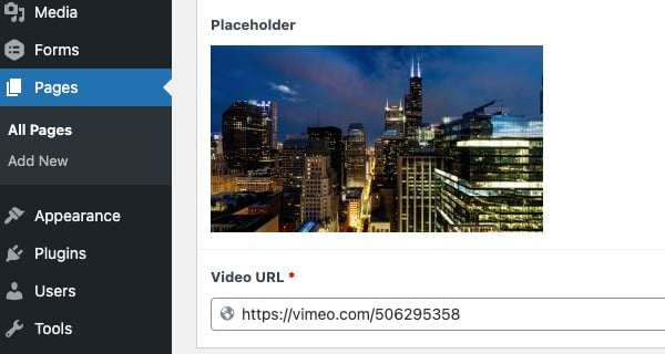 custom wp admin fields for video background static images and urls